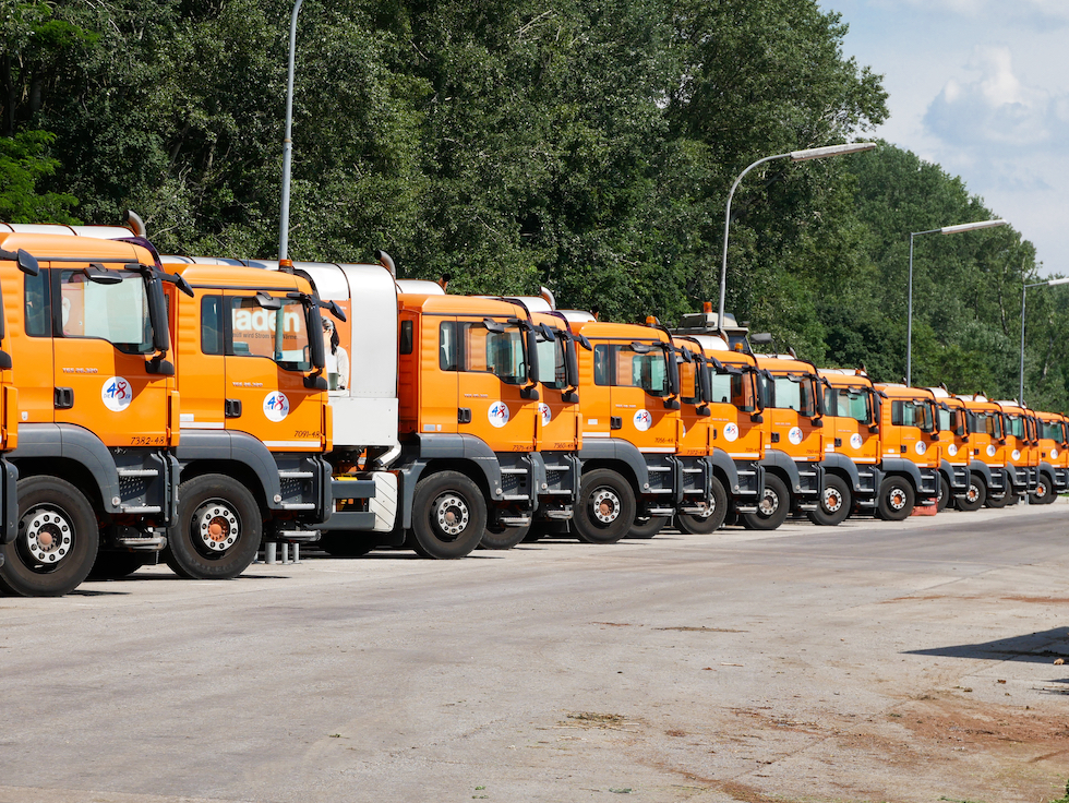 trucks in a row