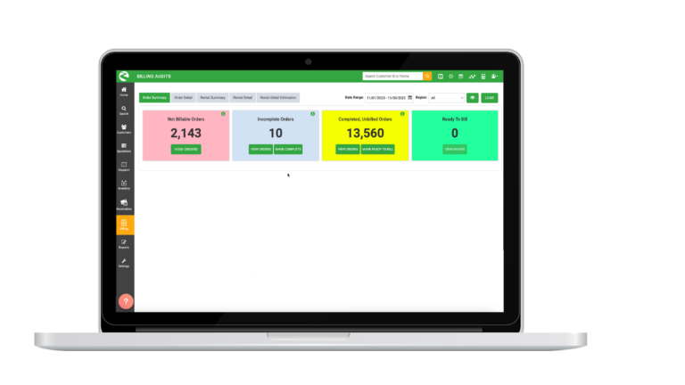 Screenshot of Routeware's billing and accounts management interface for liquid waste, showcasing tools for streamlined invoicing and financial tracking.