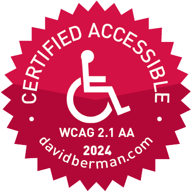 certified accessible badge WCAG AA 2.1 davidbermancom 2024 01