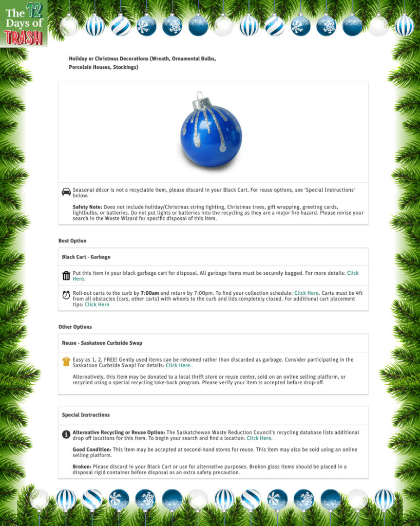 12 Days of Trash - The First 4 Days 2 Day 4: Holiday or Christmas Decorations (Wreath, Ornamental Bulbs, Porcelain Houses, Stockings).