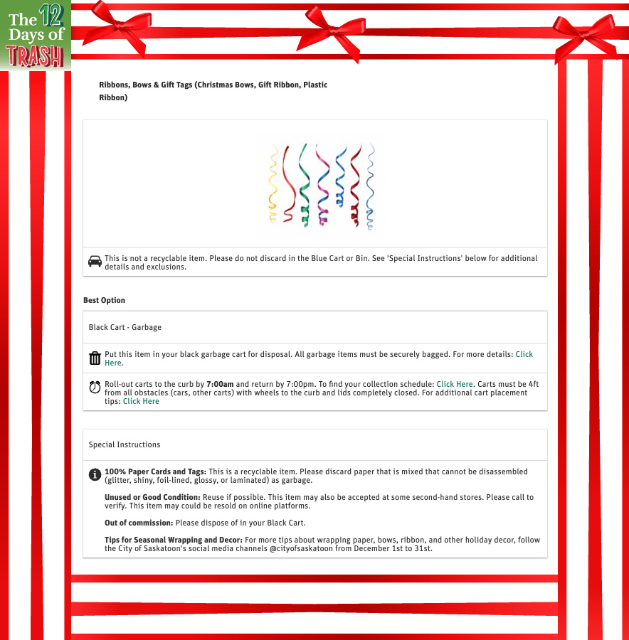 12 Days of Trash - The Last 4 Days 2 Ribbons, Bows & Gift Tags (Christmas Bows, Gift Ribbon, Plastic Ribbon)
