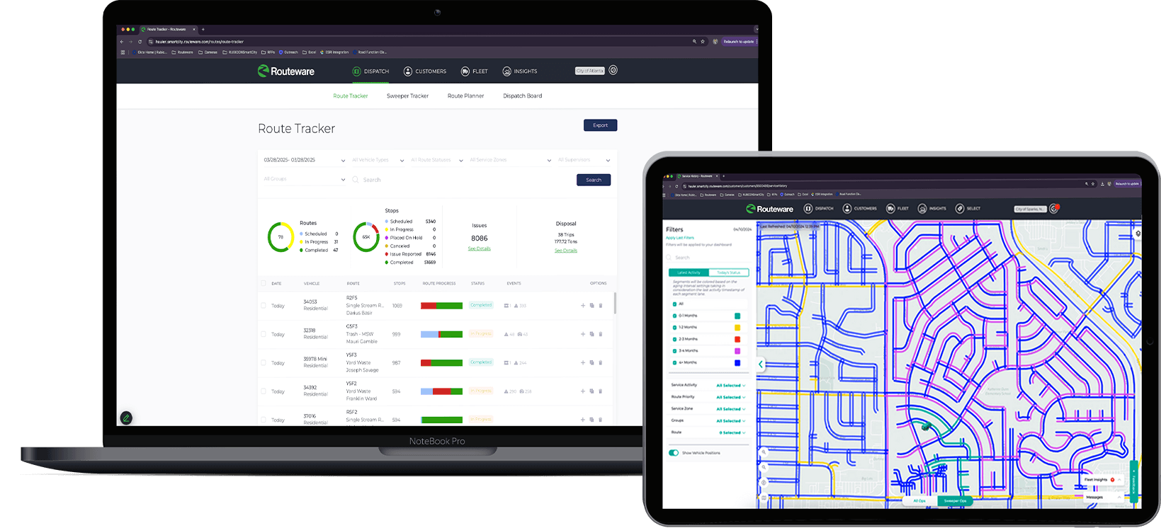 Routeware SmartCity for Street Cleaning Operations Dispatch
