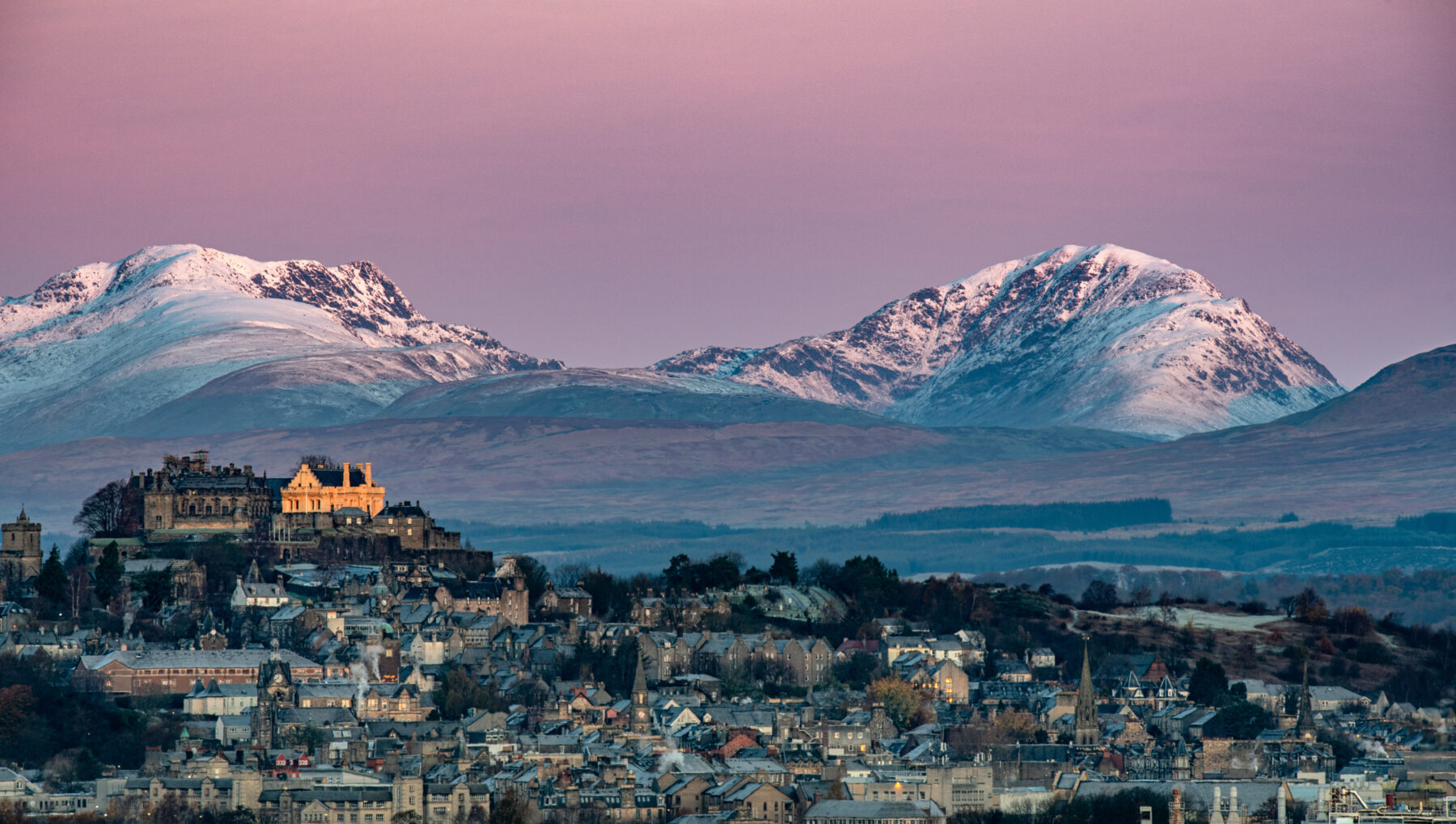 Stirling, Scotland with mountains in background