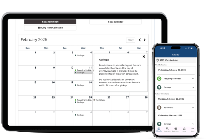 collection calendars are unique to each user's address