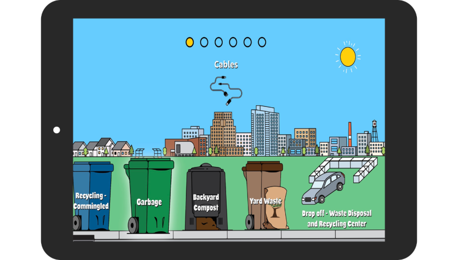 Routeware waste sorting game in tablet